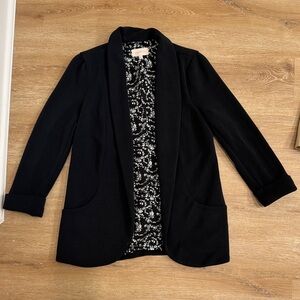 Skies Are Blue Black and White Floral Blazer